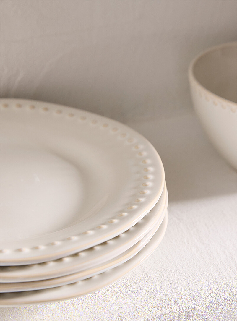Simons Maison: La petite assiette blanche pois relief Blanc