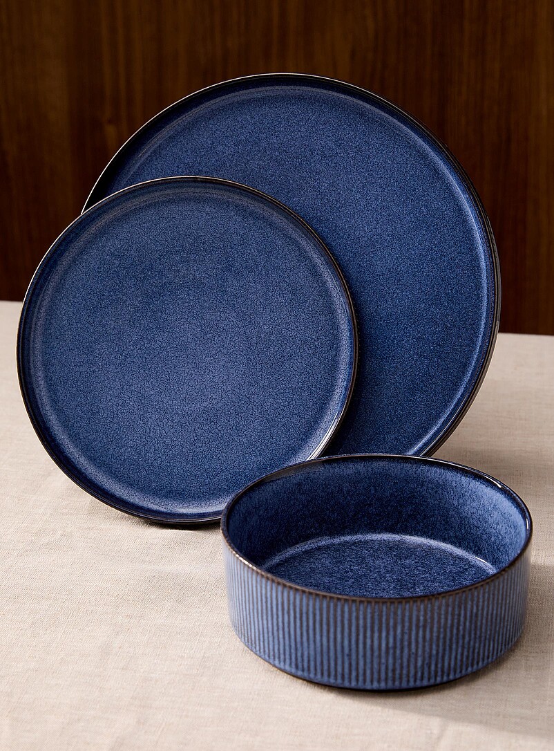 Grooved blue bowl product image 3