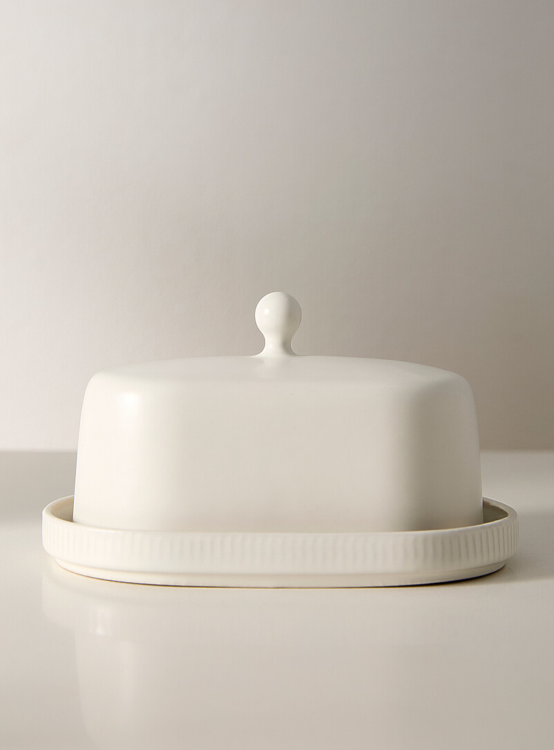 Grooved modern butter dish product image (primary)