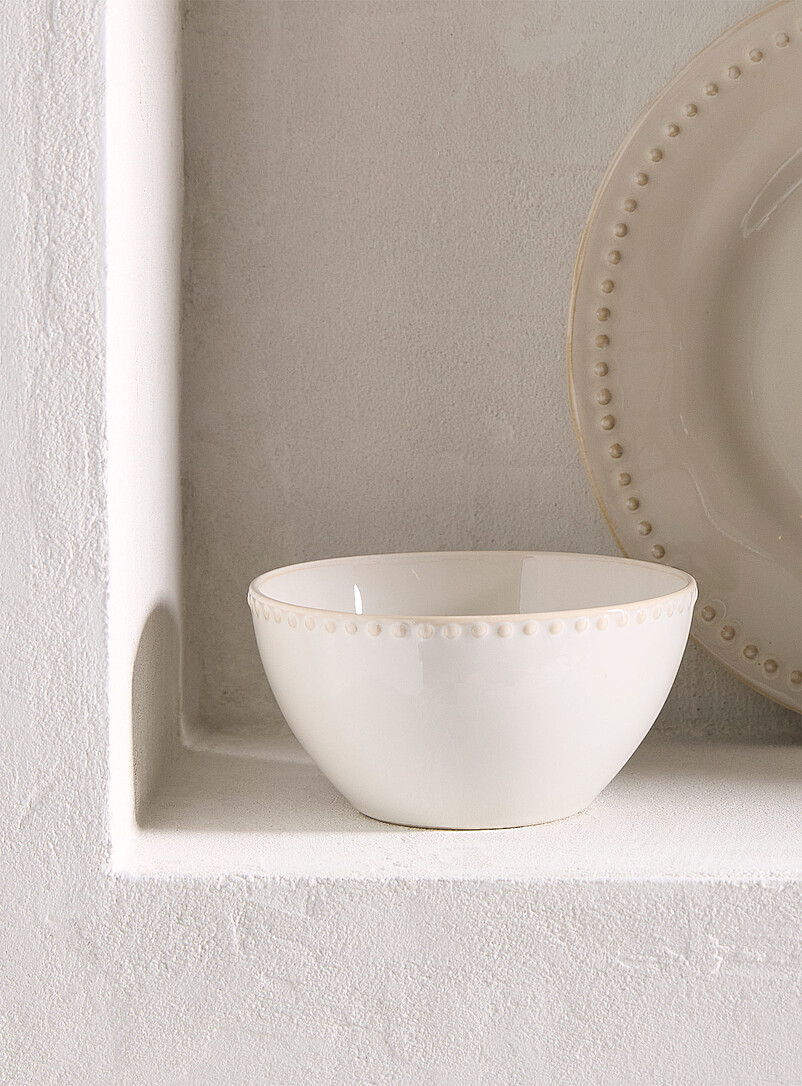 Embossed polka dots small white bowl product image (primary)