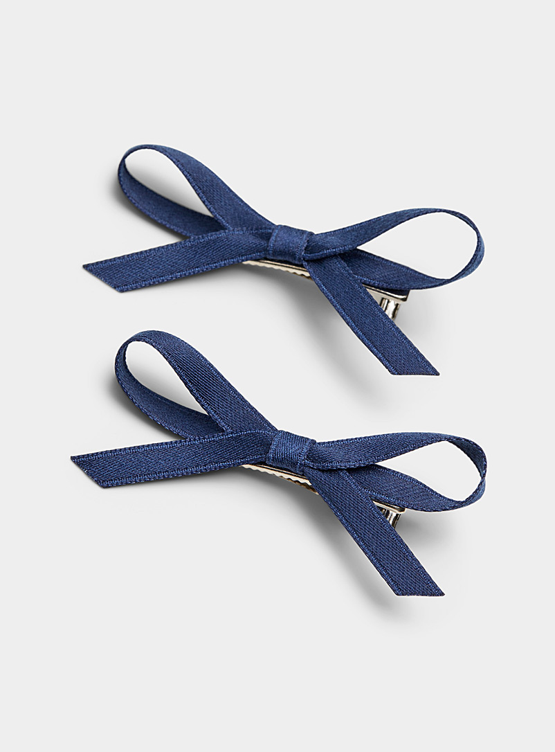 Simons Navy/Midnight Blue Little bow barrettes Set of 2 for women