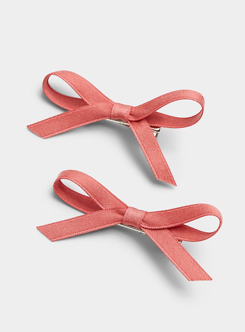 Simons Dusky Pink Little bow barrettes Set of 2 for women