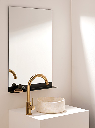 Shelved rectangular mirror