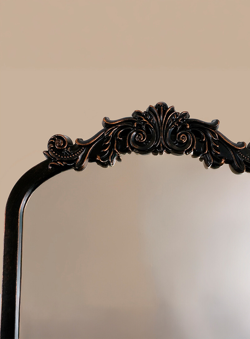 Simons Maison Black Baroque ornaments arched mirror