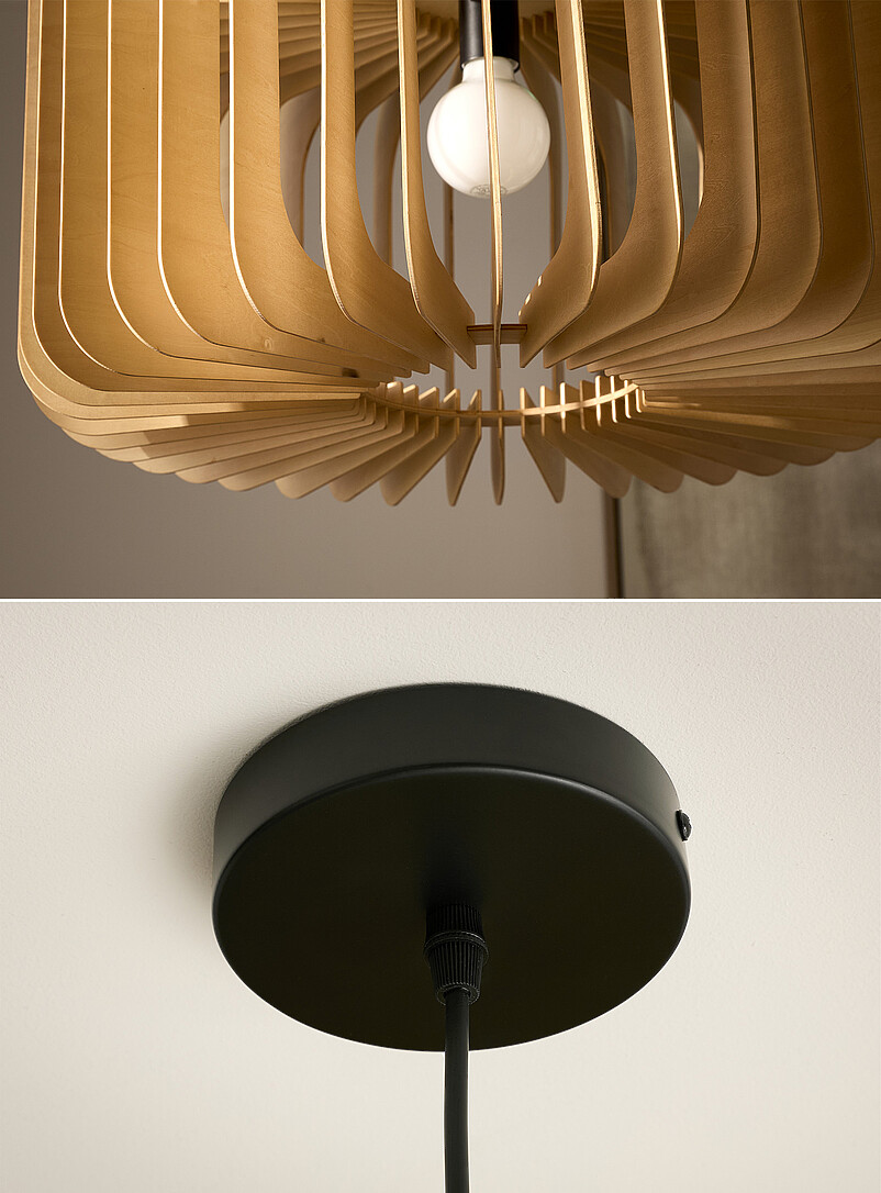 Simons Maison Taupe Wood slat hanging lamp