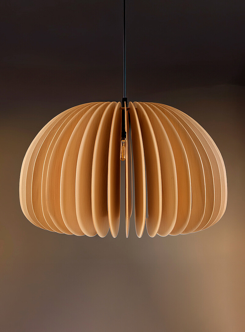 Simons Maison Black Wooden slat rounded hanging lamp