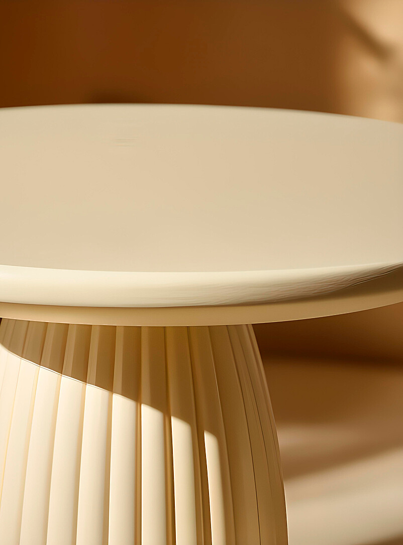 Simons Maison Ivory/Cream Beige Fluted base round side table