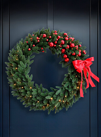 La couronne de No&euml;l illumin&eacute;e ornements rouges 81,5 cm de diam&egrave;tre <b>Collection de No&euml;l</b>