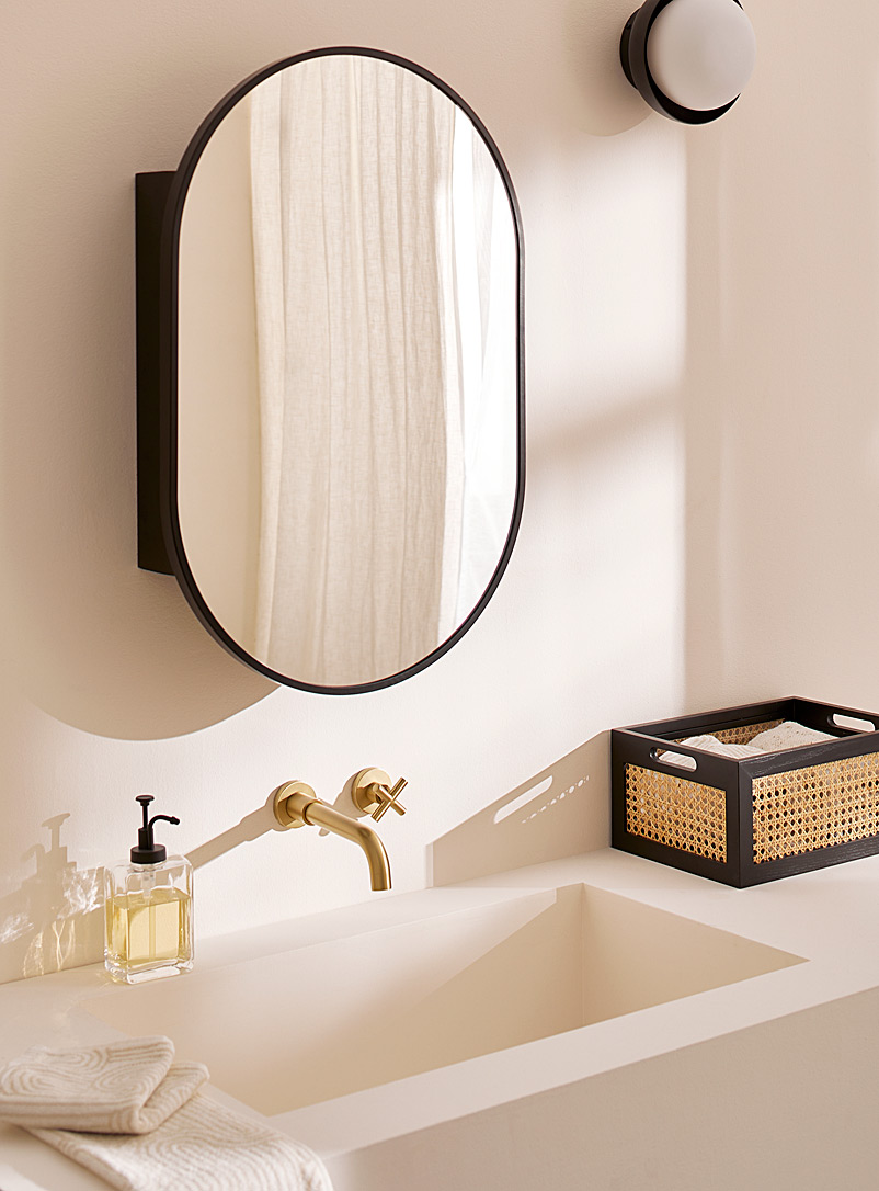 Rounded mirror medicine cabinet product image (primary)