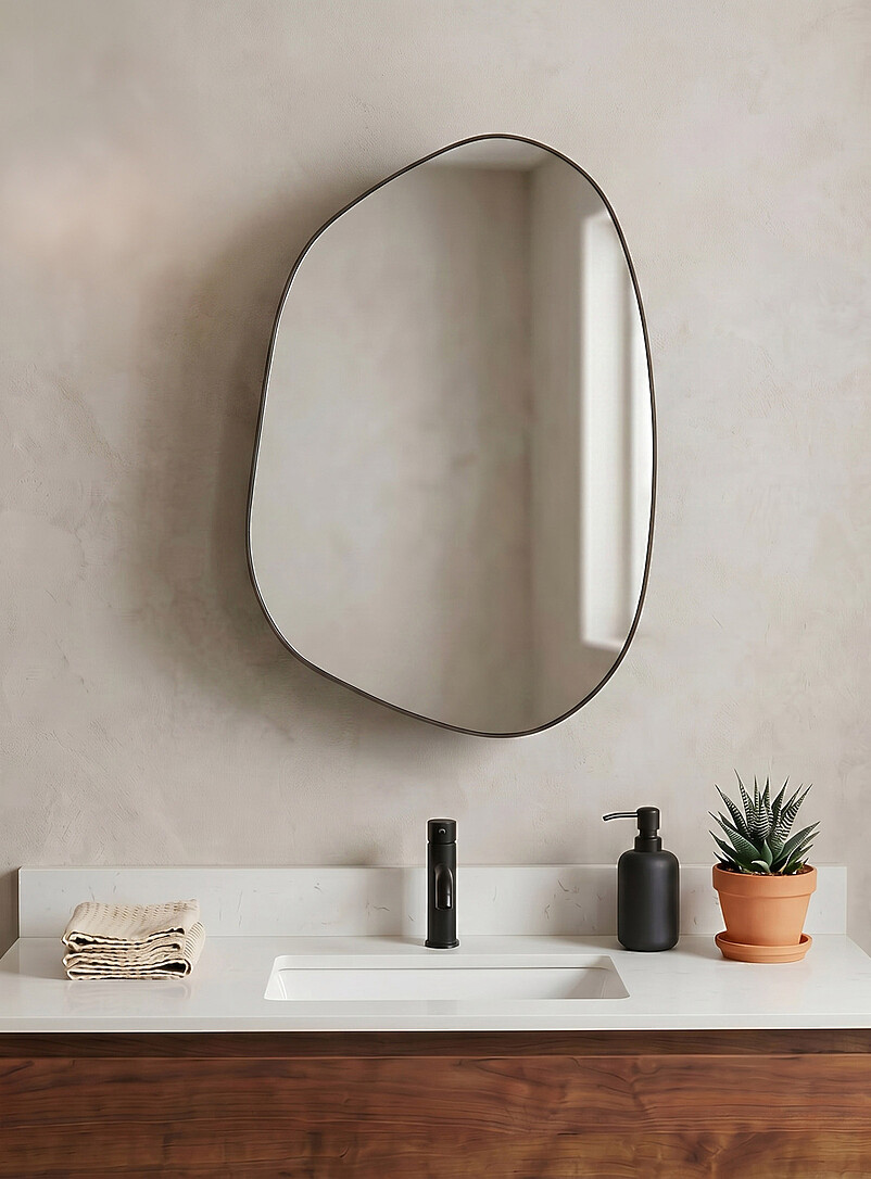 Black metal and mirror glass curvy medicine cabinet product image 3