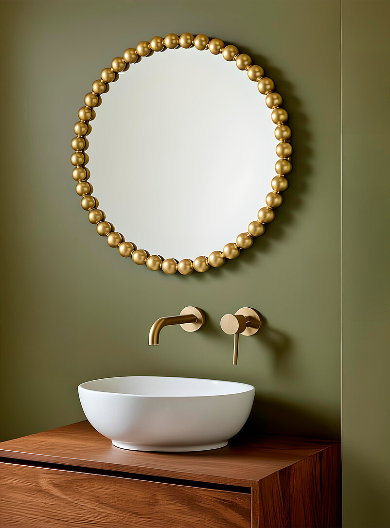 Beaded Trim Round Mirror