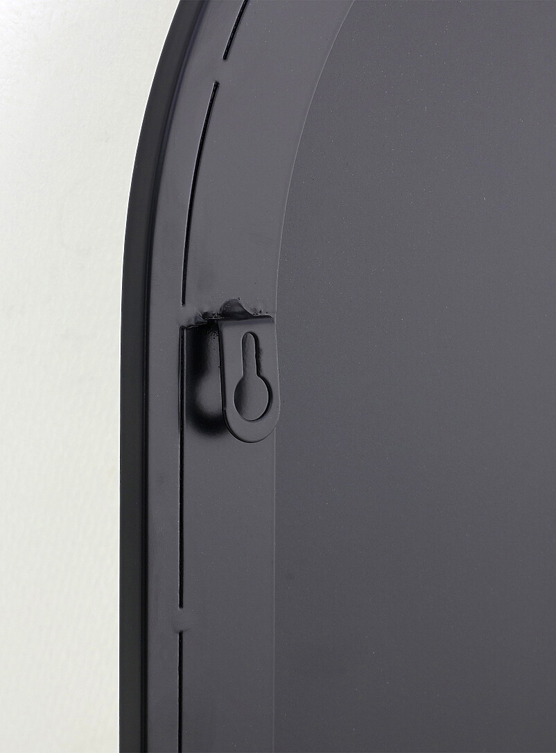 Black metal arched mirror with shelf product image 2