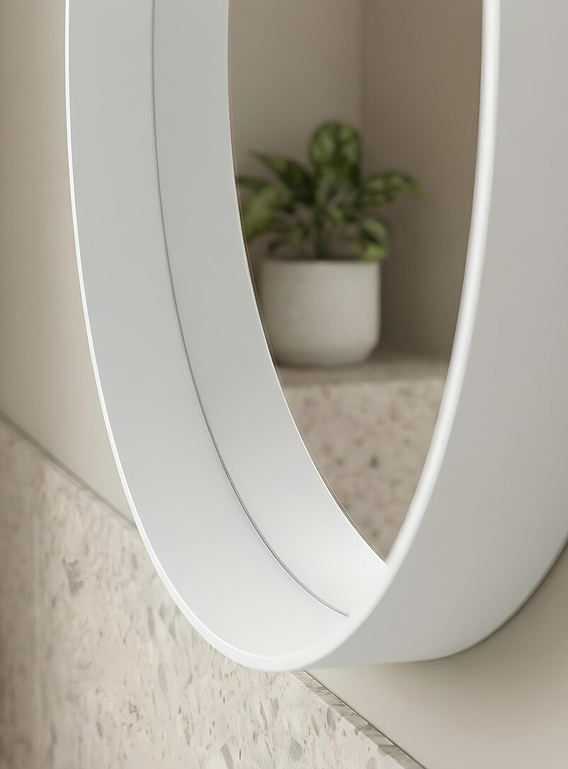 White frame round mirror product image 2