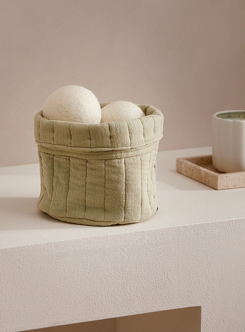 Simons Maison Mint/Pistachio Green Pistachio green quilted cotton small storage basket