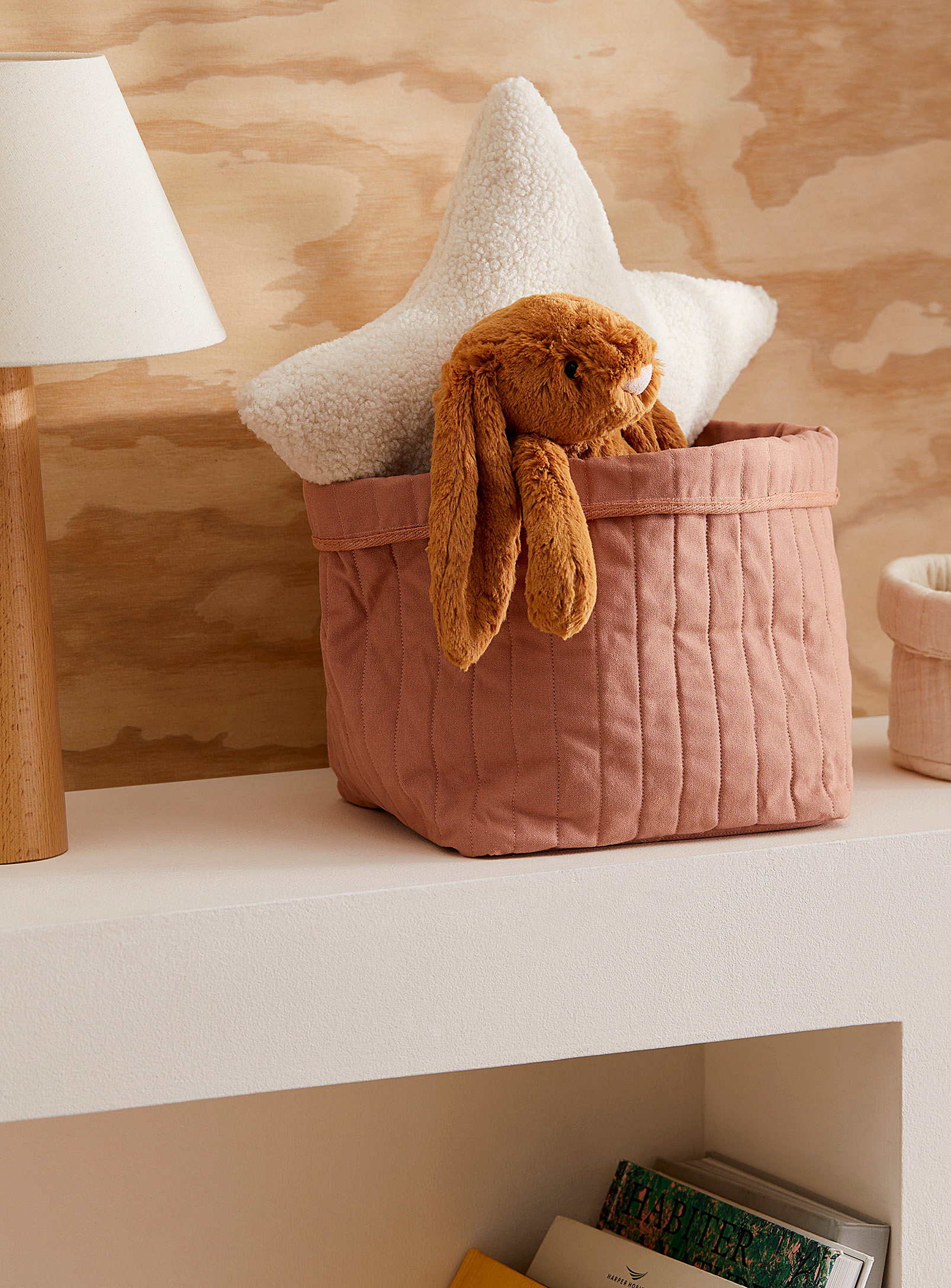 Simons Maison Pink Quilted Cotton Storage Basket