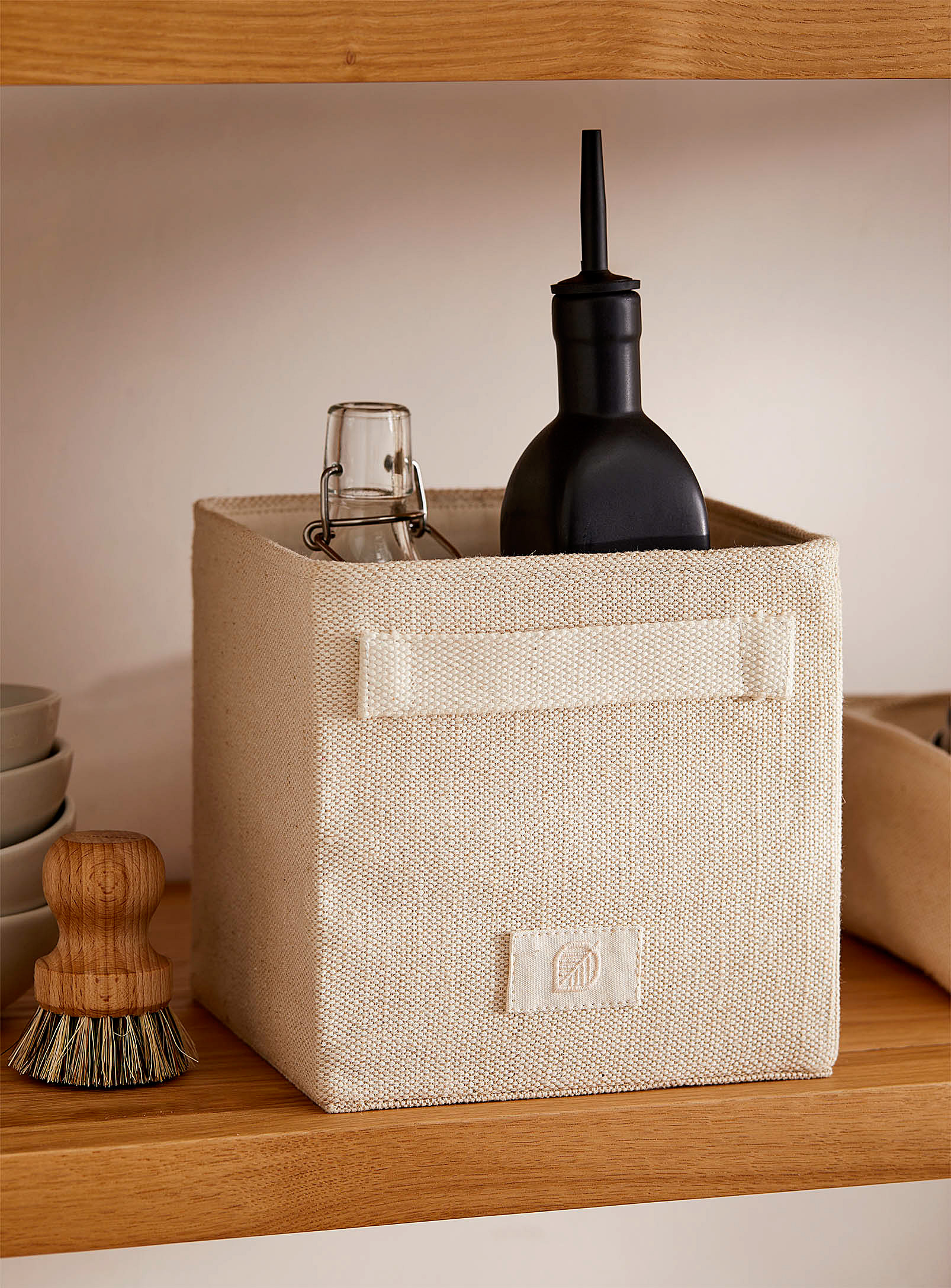 Simons Maison Cotton And Jute Storage Basket In Gray