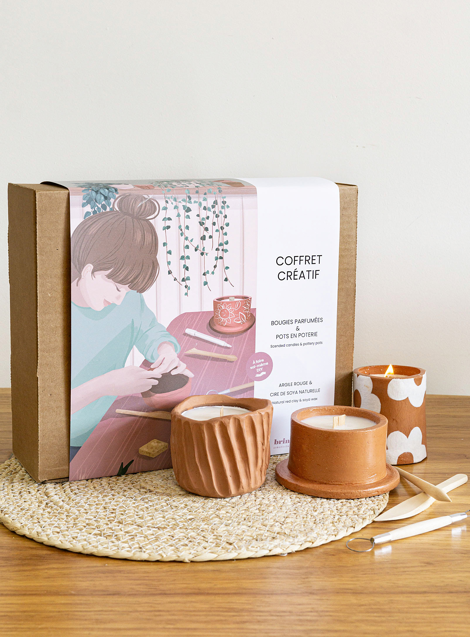 Brin Brun - Clay jar and candle-making box set