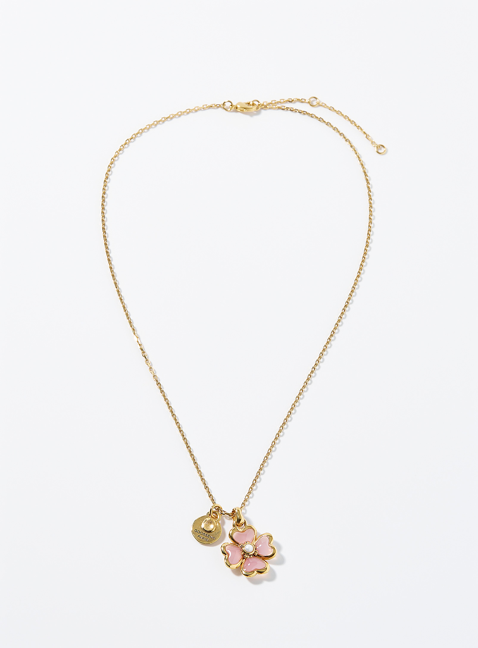 Goossens Paris Pearl And Clover Chain In Pink