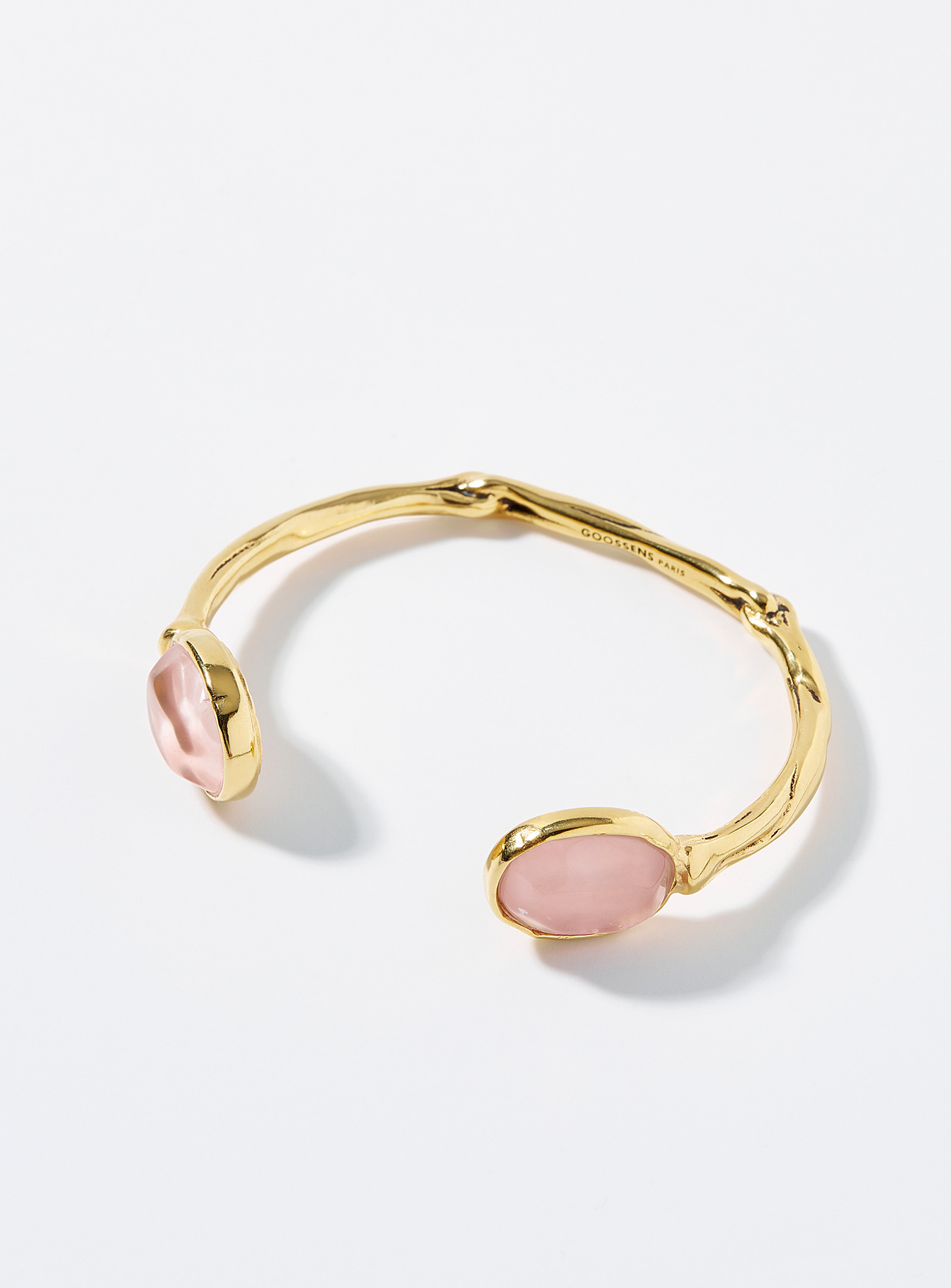 Goossens Paris Rock Crystal Open Bracelet In Gold