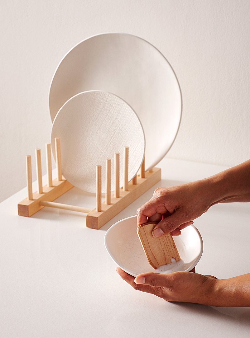LivCan Design: L'ensemble support à vaisselle et grattoir en bois 2 pièces Assorti