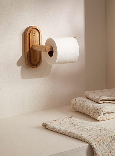 Natural wood toilet paper holder