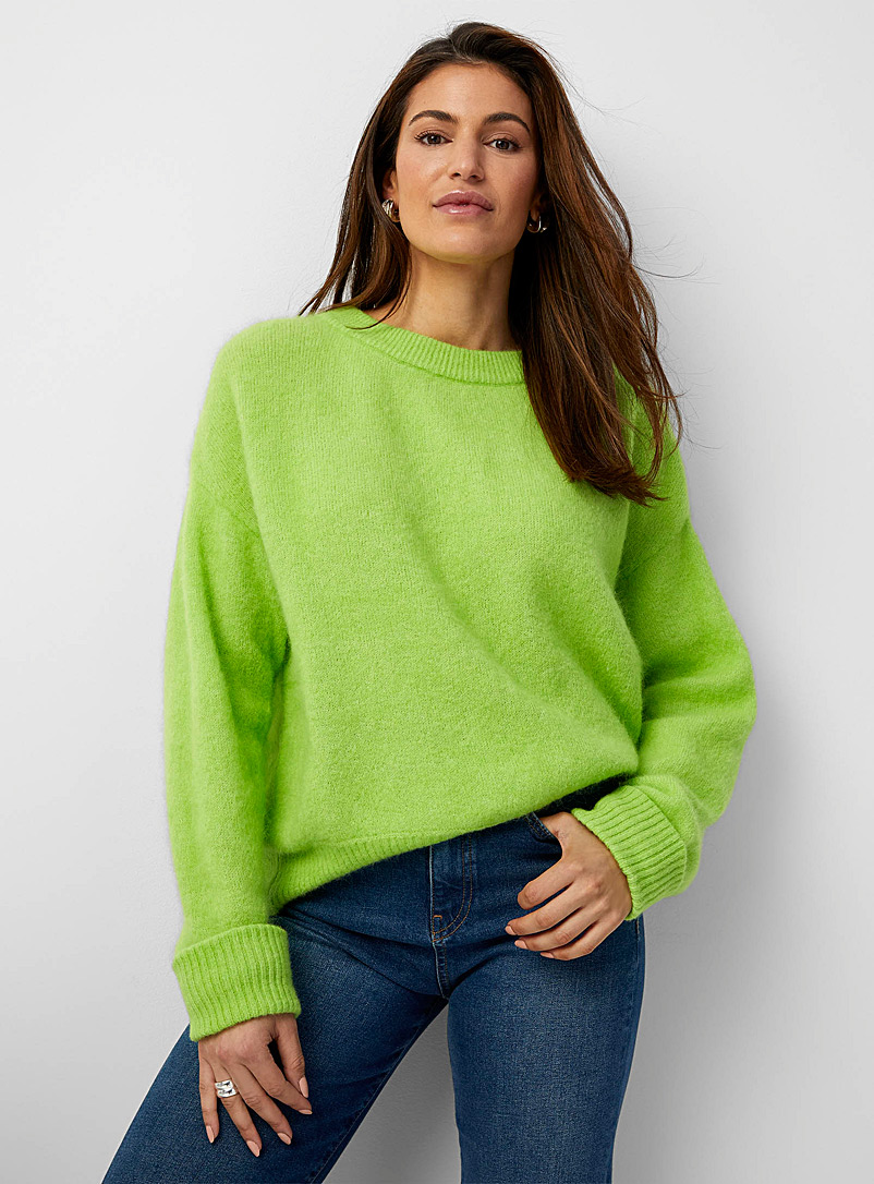 American Vintage Lime green Loose neon alpaca sweater for women