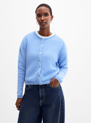 American Vintage Teal Plush alpaca-blend cardigan for women