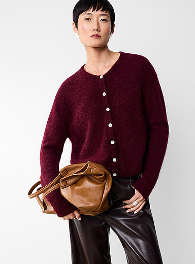 Le cardigan pelucheux m&eacute;lange alpaga