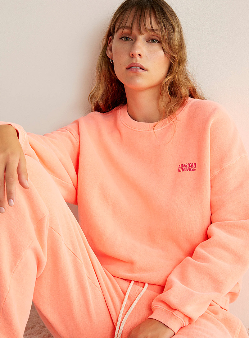 American Vintage Orange Fleece lounge sweatshirt for women
