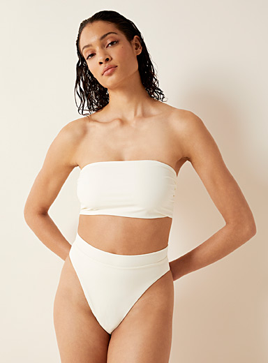 No Boundaries Juniors' Rio Stripe Flounce Bandeau Bikini Set Size Medium \Large