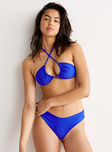 No Boundaries Juniors' Rio Stripe Flounce Bandeau Bikini Set Size Medium \Large