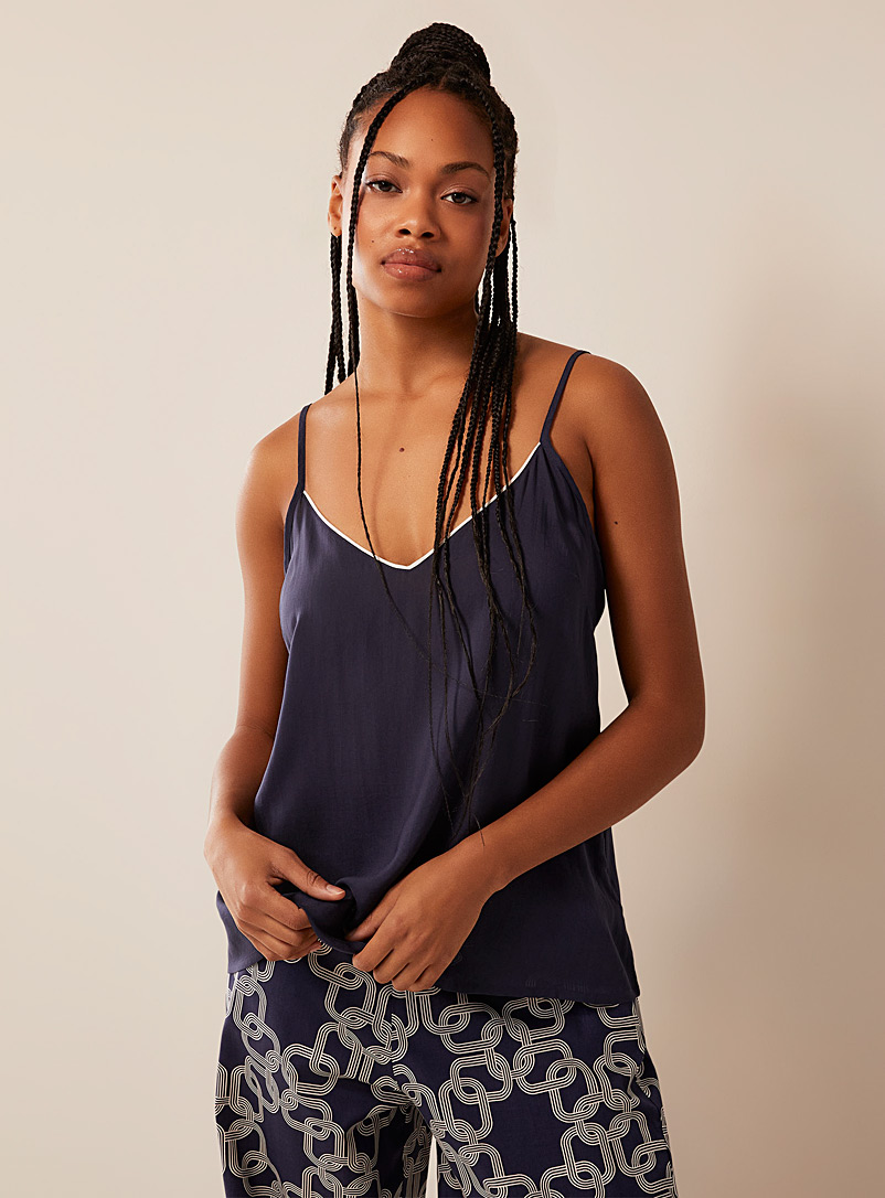 Cyberjammies Marine Blue Piped navy lounge cami for women