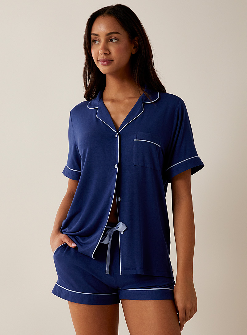 Cyberjammies Blue Cobalt modal piped pyjama set for women