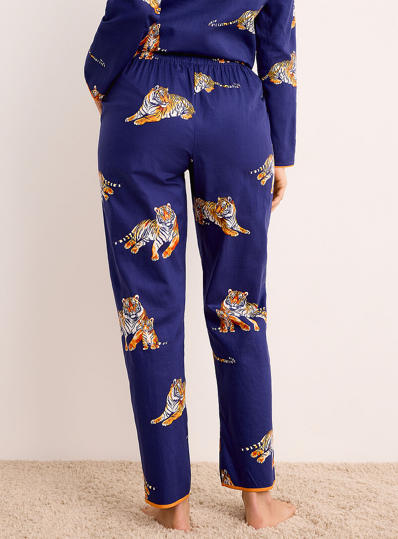 Cyberjammies: Le pantalon pyjama popeline marine tigres Tigre pour femme