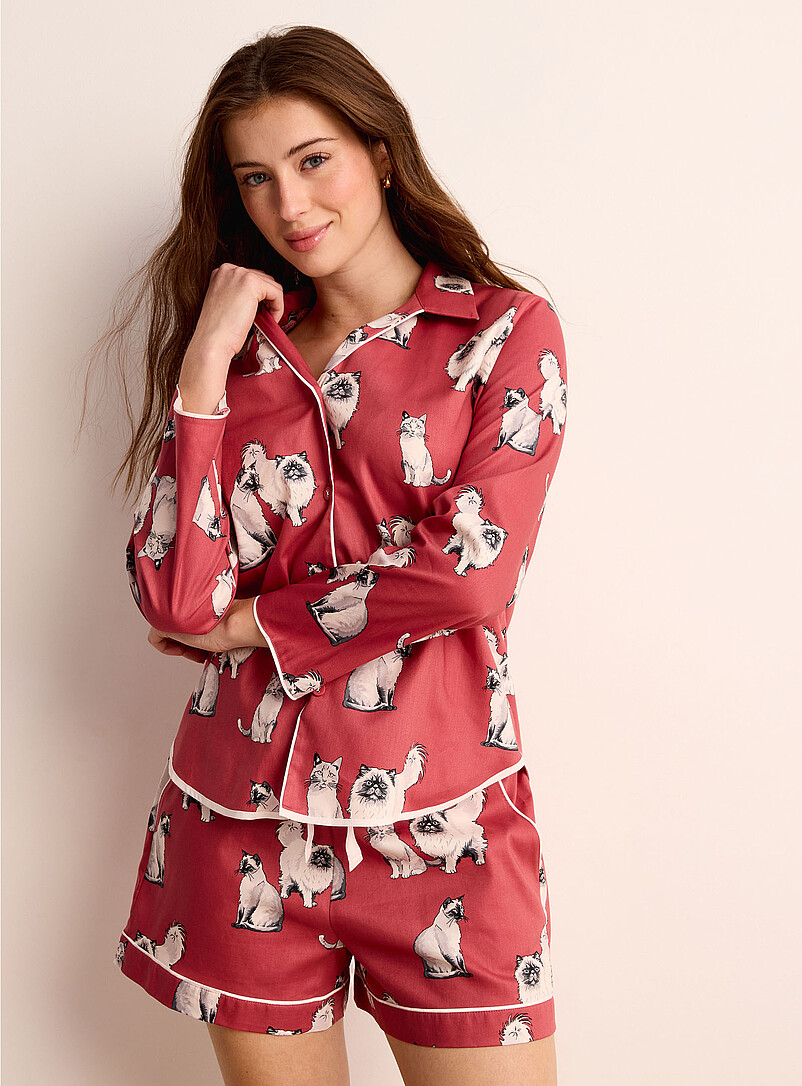 Cyberjammies: Le short pyjama amour de f&eacute;lins Chat pour femme
