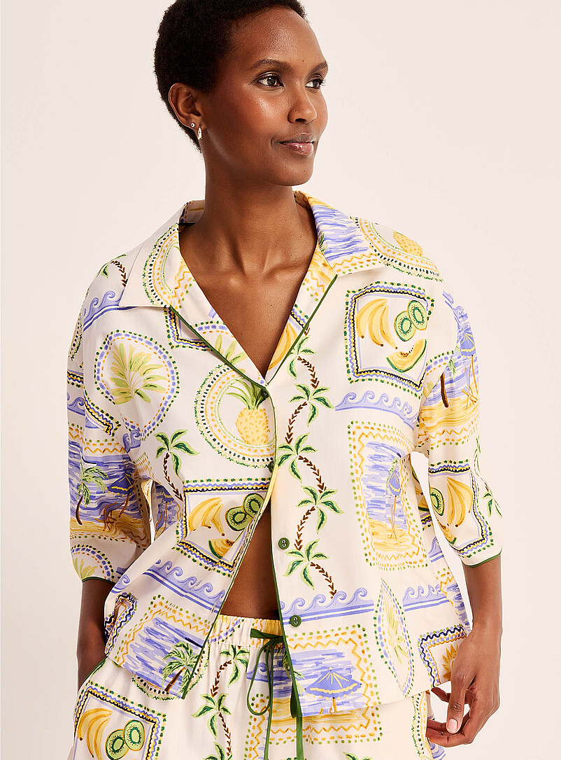 Cyberjammies Patterned Ecru Fruity getaway pyjama set for women
