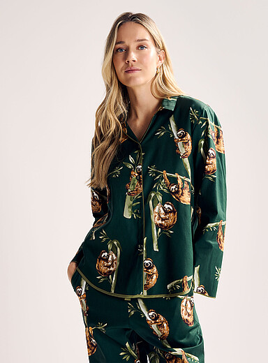 Cyberjammies: La chemise lis&eacute;r&eacute;e paresseux Vert &agrave; motifs pour femme