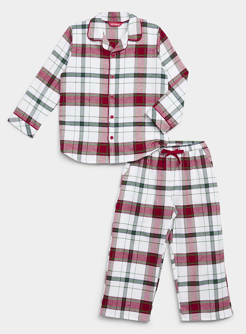 Ensemble Pyjama Vintage En Flanelle - Blanc Et Vert Motif Fair Isle - Taille M 38/40 - 100% Coton - France