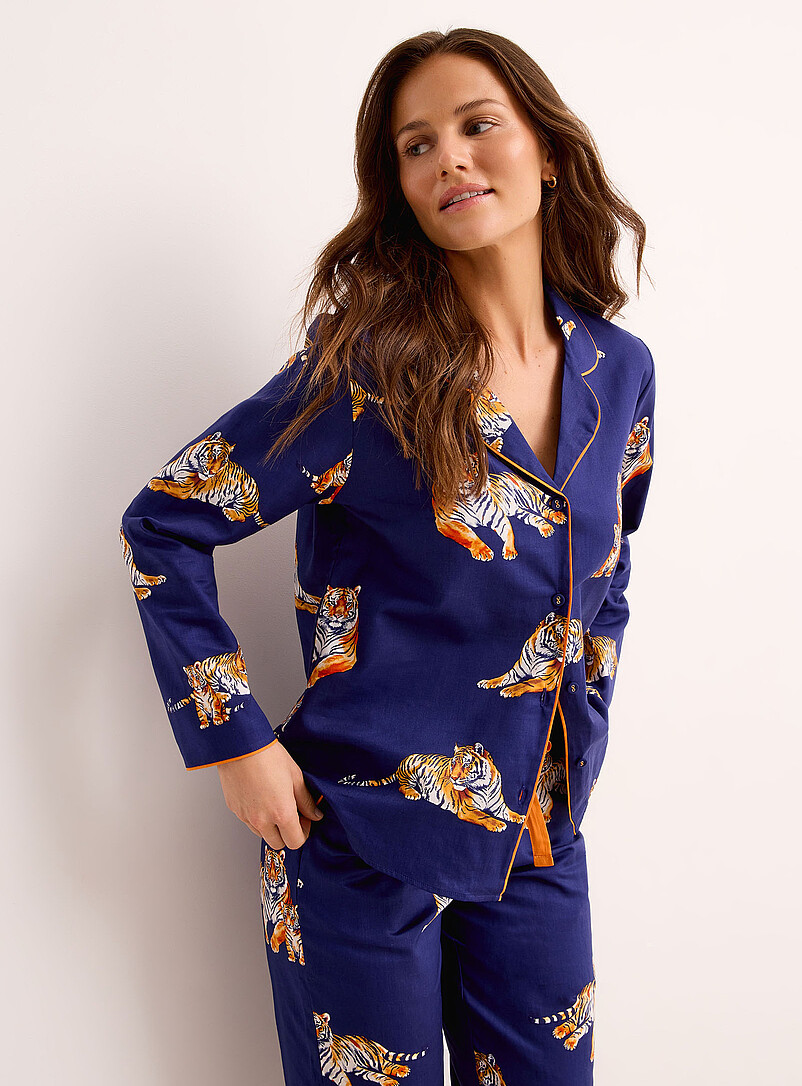Tigers Navy Blue Poplin Piped Shirt