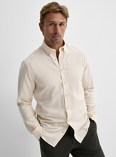 Solid flannel shirt Relaxed fit | Lindbergh | Shop Men's Solid Shirts ...