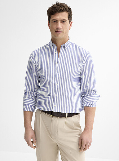 Pyjama-stripe Oxford shirt <b>Relaxed fit</b>