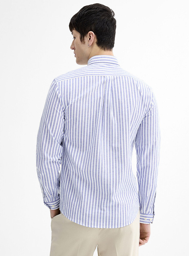Lindbergh: La chemise oxford rayures pyjama <b>Coupe relaxe</b> Gris pour homme