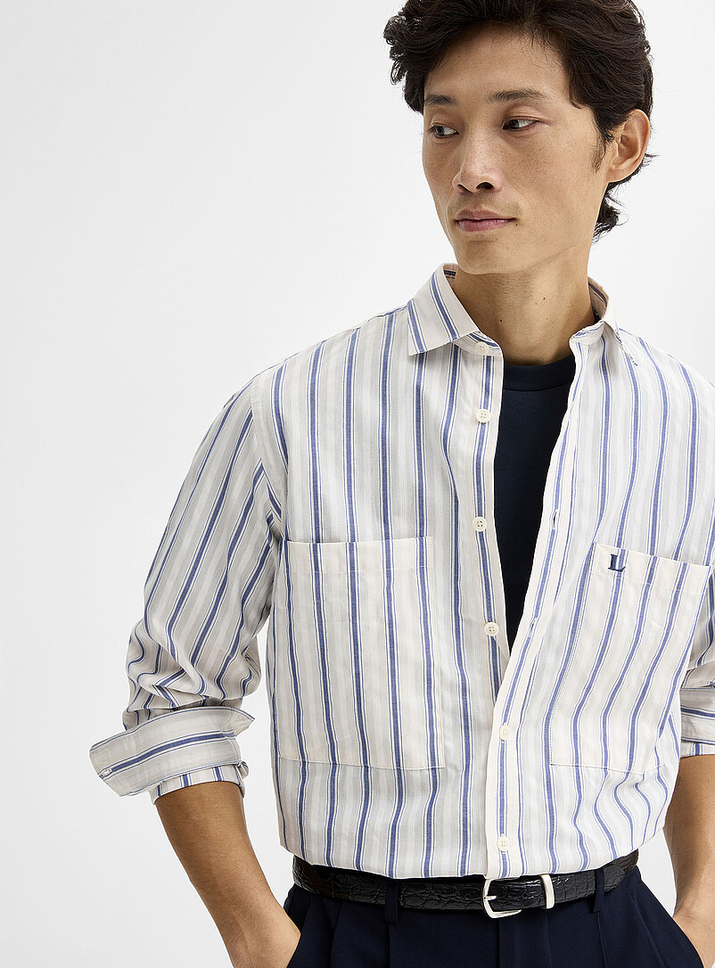 Lindbergh: La chemise rayures bleues <b>Coupe r&eacute;guli&egrave;re</b> Bleu pour homme