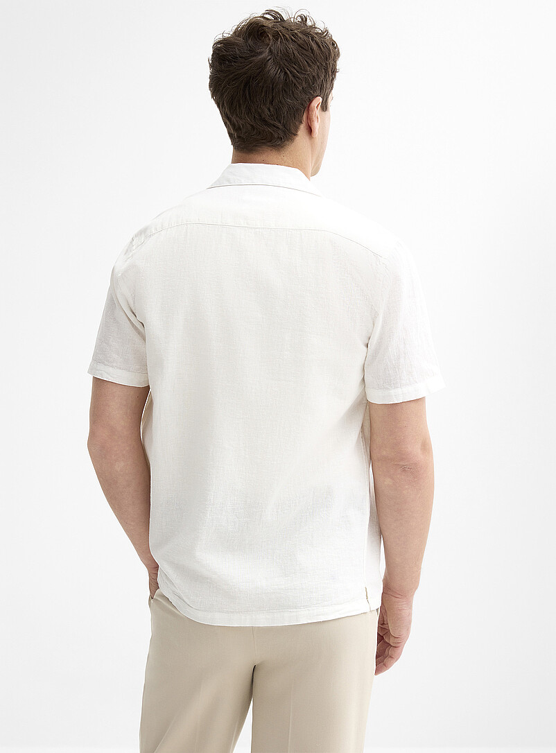 Lindbergh Baby Blue Linen-cotton camp shirt <b>Relaxed fit</b> for men