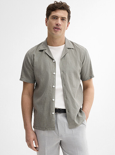 Linen-cotton camp shirt <b>Relaxed fit</b>