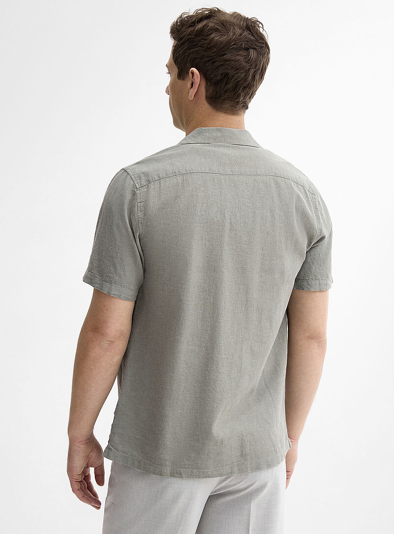 Lindbergh Baby Blue Linen-cotton camp shirt <b>Relaxed fit</b> for men