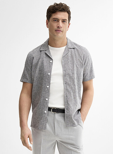 Linen-cotton camp shirt <b>Relaxed fit</b>