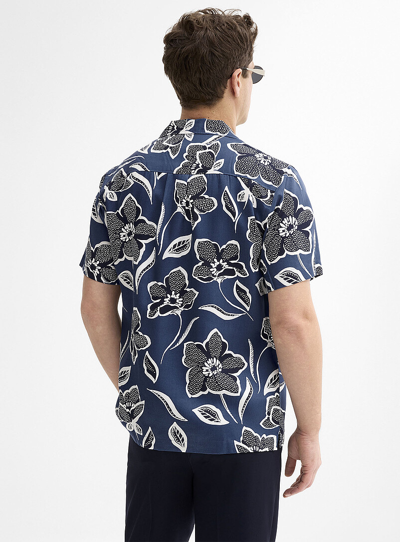 Lindbergh: La chemise cabana col ouvert <b>Coupe r&eacute;guli&egrave;re</b> Bleu pour homme