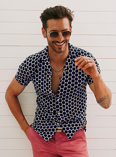 T-Shirt Homme Henley Manches Courtes - 95% Polyester, 5% Élasthanne | LAOARA | Décontracté Été