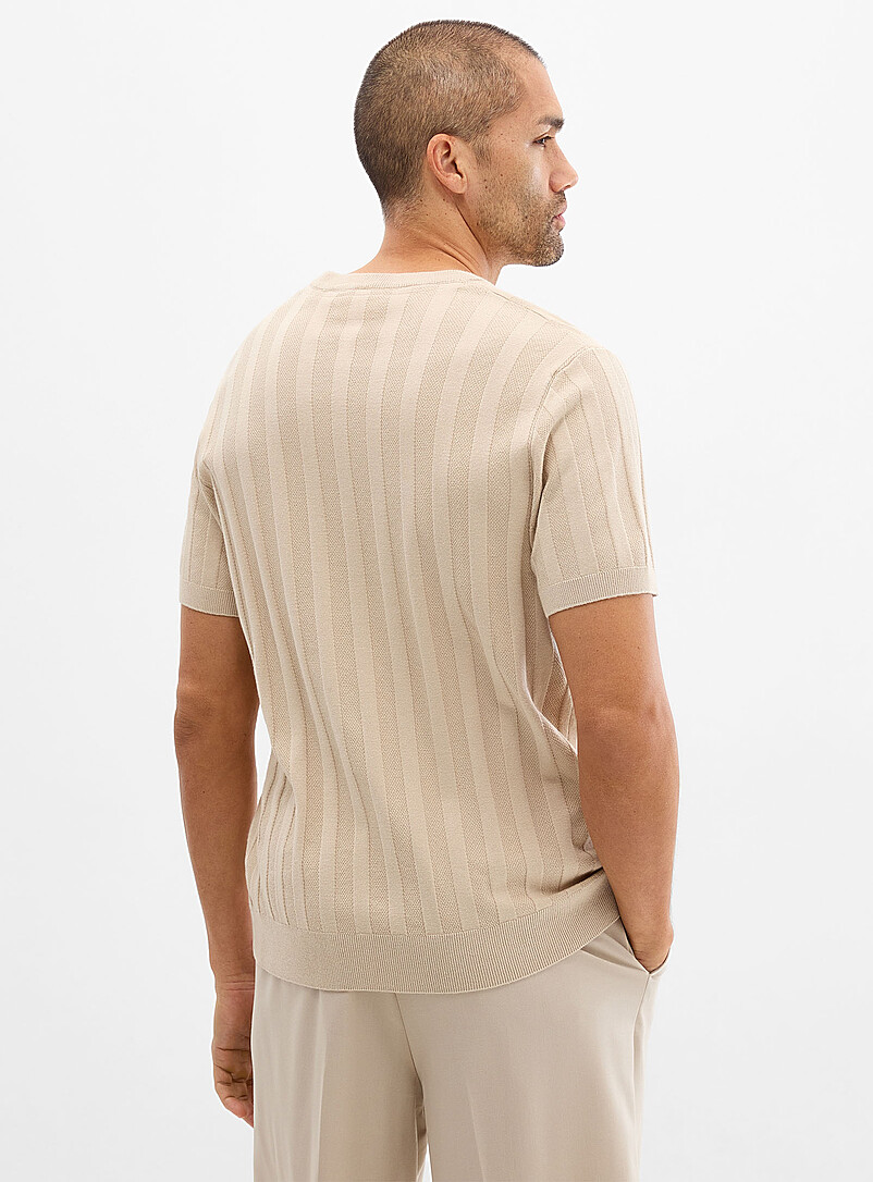 Lindbergh: Le chandail tricot c&ocirc;tes mixtes Brun clair pour homme